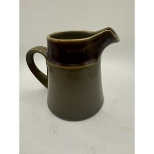 Vintage Noritake Stoneware Primastone Creamer Pitcher Olive Green & Brown 4x5